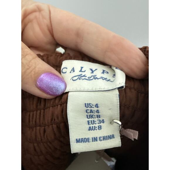 NWT Calypso St. Barth Linen Blend Ruched Strapless Top, 4 - Picture 4 of 5